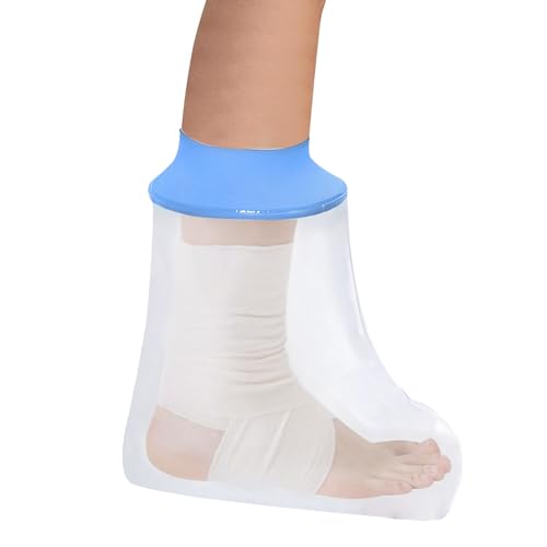 AMSGANK Protector de Escayola Tobillo Impermeable, Funda Escayola de Pie Adulto Protector de Yeso Elástica para Ducha y Baño Reutilizable, Mantiene las Vendas Secas