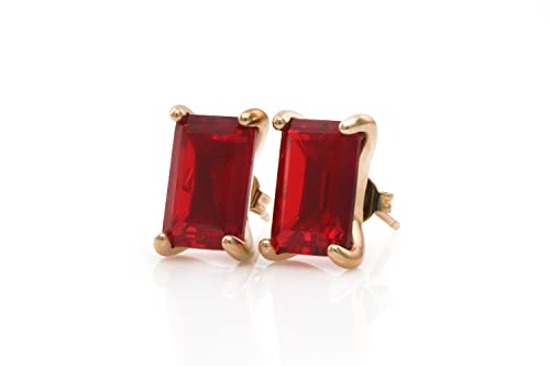 Boucles d'oreilles de naissance juillet or rose et rubis véritable