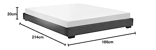 Corium Kunstlederbett Polsterbett aus Kunstleder Bettgestell mit Lattenrost 180x200 cm Bett inkl. Lattenrahmen Doppelbett Ehebett Lederimitat in Schwarz