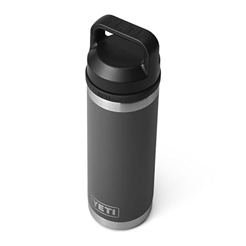 YETI Rambler 18 oz Bottle, Leakproof, Vacuum Insulated, Stainless Steel with Chug Cap, Charcoal
