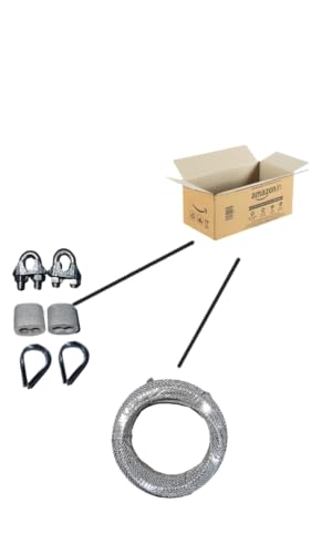 Image of Fitness core, Stainless Steel Wire Rope, 5mm Diameter, 20 Meter Length, Silver Cable for Lifting and Rigging, with 2ps-ulock, 2ps-ferrul, 2ps-eyelock.