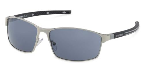 Harley-Davidson Men's Square Metal Sunglasses, Shiny Antiqued Nickeltin Frames