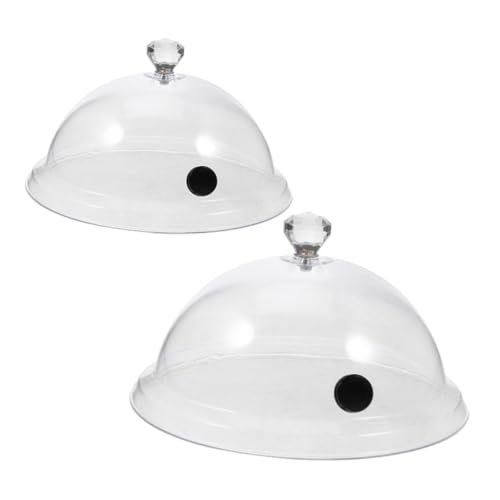 COLLBATH 2pcs Transparent Acrylic Smoking Dome Cover Protective Cake Stand for Desserts Fruits More Heat Cold Resistant Stylish Easy to Clean for Food Display Supplies
