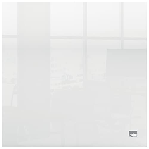Nobo 1915616 - Mini Pizarra Blanca Acrílica Transparente, Borrado en Seco, Para Escritorio o Montaje en Pared, 300 x 300 mm, Incluye Rotulador y Almohadillas de Montaje