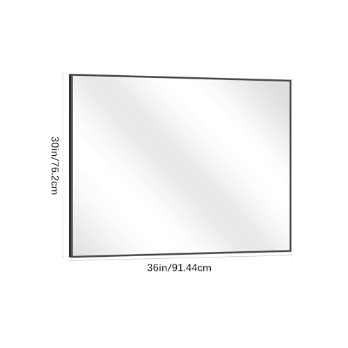 Image of DESBING Black Bathroom Mirror for Wall, 30x36 Inch Rectangle Mirrors with Metal Frame, Modern Vanity Wall Mirror Decor for Entryway Hangs, Bathroom Living Room Horizontal or Vertical