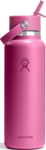 Hydro Flask Water Bottle - Insulated Stainless Steel - Wide Mouth Flex Straw Lid, Non Spill, Leakproof and Refillable in 40 Oz Reef Pink - image 1