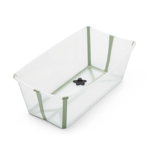 STOKKE® Flexi Bath® Banheira para bebés, bebés e crianças - extremamente leve e dobrável - cor: verde transparente