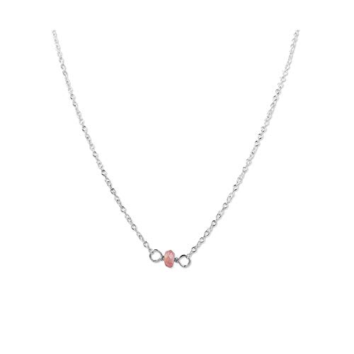 October Birthstone Choker Necklace - 14 Inches - Pink Tourmaline, Sterling Silver - Handmade Layering Jewelry - Birthday Present for Her, Daughter, Girl, Woman - Anniversary Gift for Wife, Girlfriend