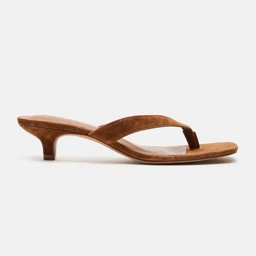 Image of Dsevht Kitten Heels for Women Jelly Square Open Toe Sandals Flip Flop Heel Summer Low Heeled Thong Sandals
