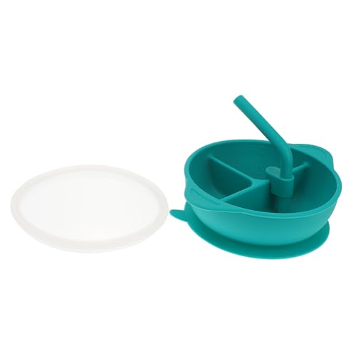 Toddmomy 1PC Portable Silicone Bowl with Suction Cup and Straw Drop Resistant Stylish Design for Home Use Green Rice Bowl for