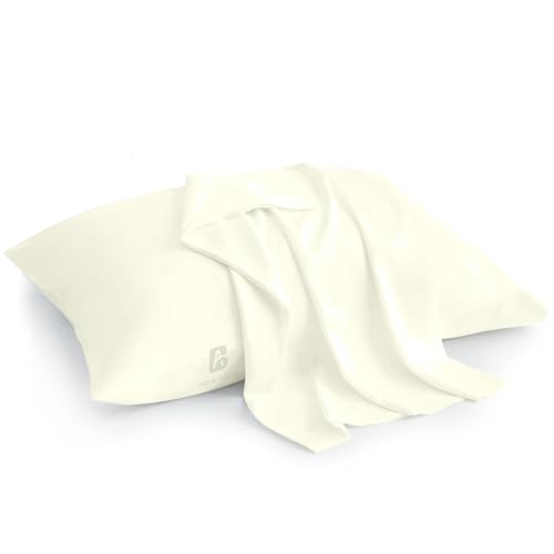 Image of Atiksh Beddings Pack of 2 13x18 Inch Toddler Travel Pillow Cases - 100% Soft Egyptian Cotton, 600 Thread Count with Zipper Closure for Small Travel Pillowcase Cover, Ivory