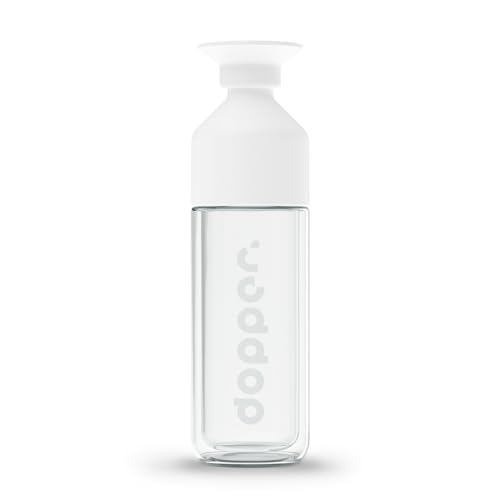 Dopper Glass Insulated Drinking Bottle 450ml - Green Product Award 2021 - Insulated Glass Water Bottle made of Borosilicate Glass - Minimalist Bottle for your Desk - Stain and Scratch Resistant