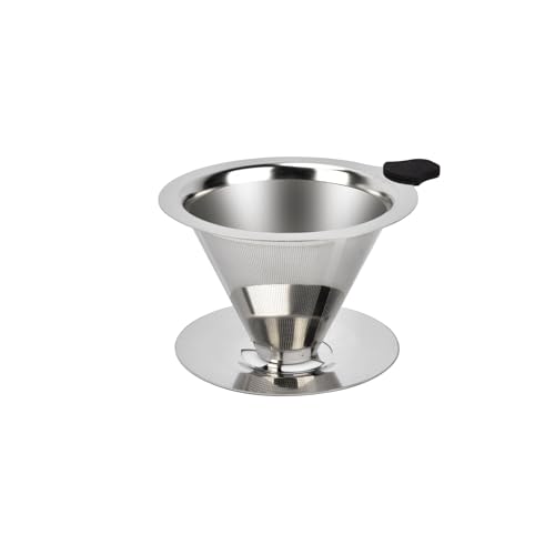 Image of Stainless Steel Pour Over Coffee Dripper, Reusable Fine Mesh Filter for 1-2 Cups, Paperless Coffee Maker for Home, Travel, Camping