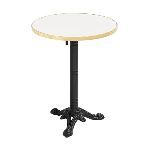 Oviala Mesa alta redonda 60 cm reclinable, bandeja blanco/dorado y pie negro