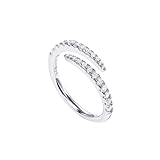 PAVOI 14K Gold Plated Cubic Zirconia Open Twist Eternity Band White Gold for Women Size 5