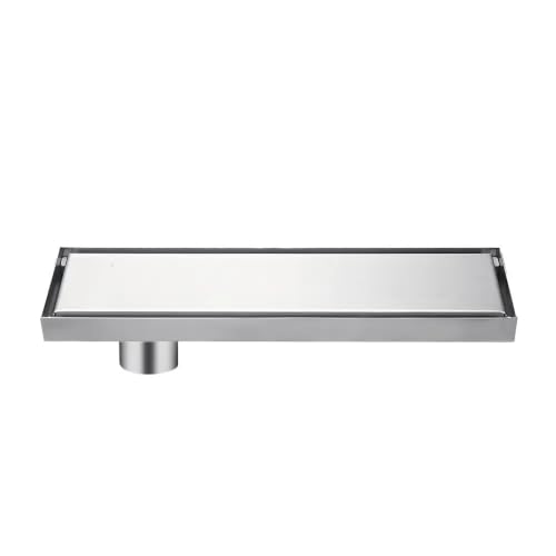 Image of Tile Insert Shower Drain Channel 12 x 4 Inch Invisible Floor Drain with Cockroach Trap 304 Stainless Steel Drain Jali Covered with Collar Side Outlet Compatible with 13mm Tiles