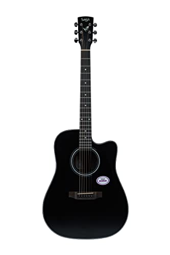 Image of Saga SF-600C-BK Dreadnought Cutaway Acoustic Guitar (Black)
