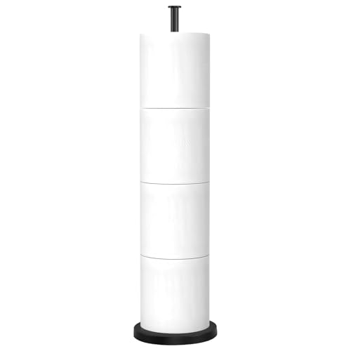 Porte Papier Toilette sur Pied, Porte Papier Toilette Noir avec Fonction se Réserve, Support Papier Toilette sur Pied Antirouille, Rangement Papier Toilette...