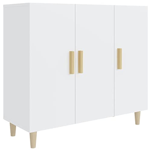 vidaXL Aparador Armario Auxiliar Alacena Mesa Consola Entrada Pasillo Vestíbulo Recibidor Mueble de Madera Contrachapada Blanco 90x34x80 cm