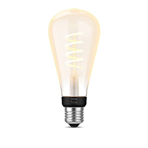 Philips Hue White Ambiance E27 Filament Große Edison (550 lm), dimmbare LED Lampe für das Hue Lichtsystem mit warm- bis kühlweißem Licht, smarte Lichtsteuerung über Sprache und App, 1er Pack 2