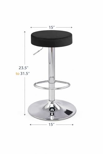 Image of NGFC High Bar Stool | Counter Stool for Kitchen, Office, Bar, Shop, Restaurant | Leatherette Upholstery | Black Finish with Chrome Base | Modern Design & Durable Build