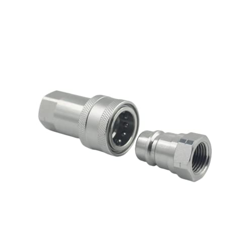 Image of 2-Set 1 /2 inch Ag ISO5675 Carbon Steel Hydraulic Quick Disconnect Coupling Ball Valve,Pioneer Type with Red and Blue Colour Dust Cap