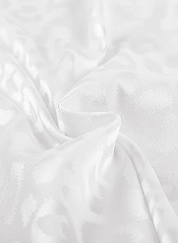 Astylish Women Casual Cuffed Long Sleeve Button Up V Neck Satin Embossed Tunic Shirts Tops Apricot Small #TOP3