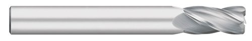 Titan TC74359 Solid Carbide End Mill, Long Length, 4 Flute, Corner Radius, 30 degree Helix, Uncoated, 0.015