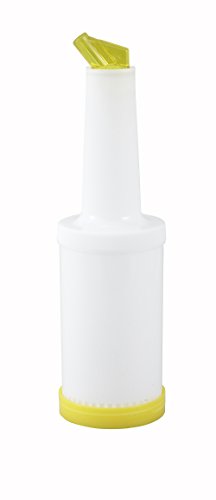 Winco 2qt Liquor/Juice Pour Bottle, Yellow Spout & Lid