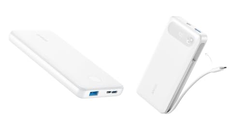 Anker Power Bank(PowerCore 10K),Compact Travel-Ready 10,000mAh Battery Pack Power Bank, 20,000mAh Portable Charger with Built-in USB-C Cable, 87W Max Fast Charging Battery Pack