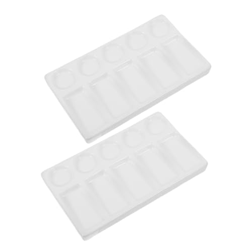 Uonlytech 2 Piezas Paleta Bandeja de Pintura de Acuarela Organizador de Soporte de Pintura Bandeja de Mezcla de Color Gouache Plato de Pintura Bandeja de Acuarela Imitacion Ceramica
