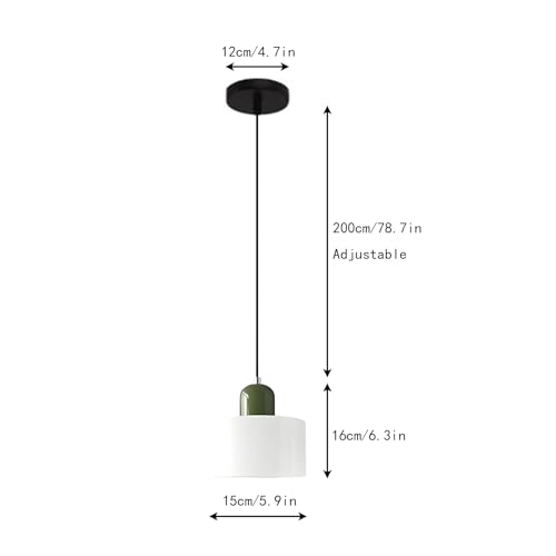 Lámpara colgante para dormitorio ajustable pequeña de vidrio blanco 3