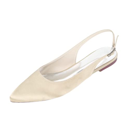Chaussures plates confortables en soirée ou au bureau bout pointu champagne 37.5