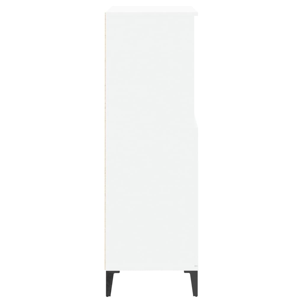 Armadietto alto, bianco, 60 x 36 x 110 cm, in legno con piedini in metallo, per soggiorno, corridoio, sala da pranzo, robusta cassettiera con ante, ripiani, ideale per armadi da soggiorno
