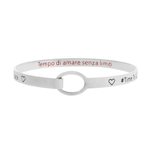 Bracelet rigide Marlù cœur en acier inoxydable argenté d'une finition haute précision