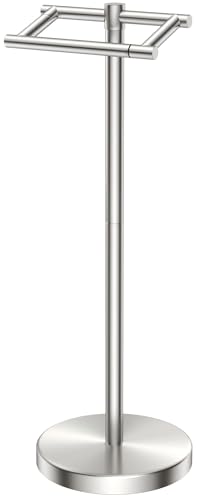 Image of FORIOUS Toilet Paper Holder Wall Mount, Stainless Steel Rustproof Double Post Pivoting Tissue Roll Holder for Bathroom, Commercial Toilet Paper Dispenser Toilet Paper Holder Stand, Brushed Nickel