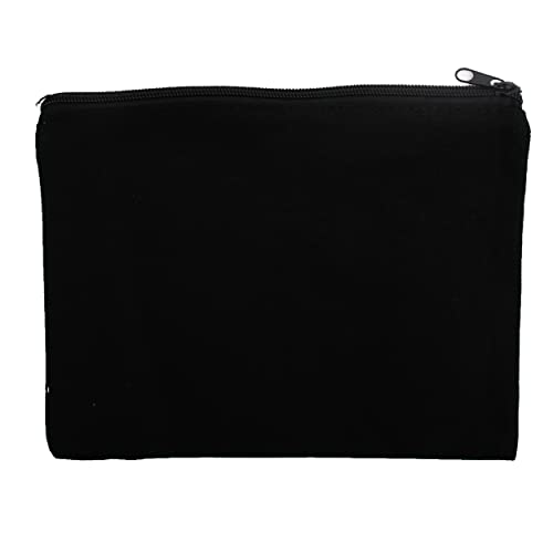 Image of Threadart Black Cotton Canvas Zipper Pencil Pouch 7x9.25 | Heavy-duty 100% cotton canvas zipper pouch - keeps pencils, makeup, tools & small essentials organized