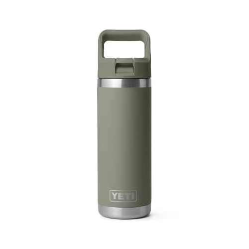 Image of YETI Rambler 18 oz Bottle, Vacuum Insulated, Stainless Steel with Color Matching Straw Cap, Pampa Green