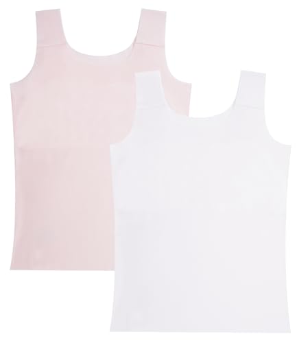 Image of FEOYA Teen Girls Camisole Training Cotton Bra Round Neck Tank Top with Shelf Bra 2 /3 Pack