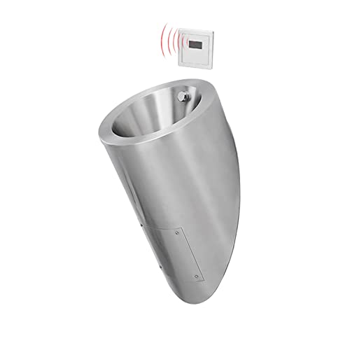 OTQEFTN Inductive Stainless Steel Urinal, Wall-Mounted Infrared Integrated Inductive High-Efficiency Flush Valve Urinal, Standing Toilet Urinal for Men