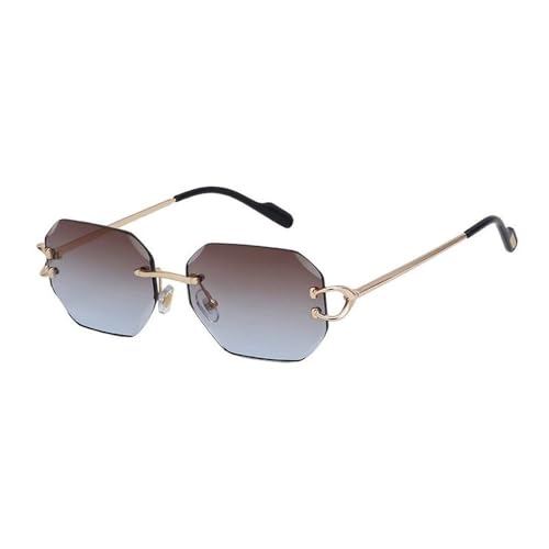 XSJGHLM-Small Frameless Sunglasses Women Men Luxury Fashion Vintage Metal Rimless Sun Glasses