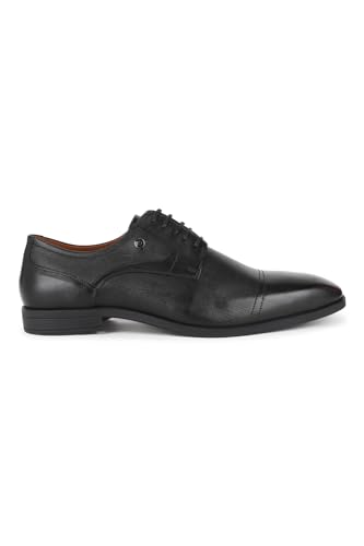 Image of Louis Philippe Men Premium Leather Breathable Lining Material Anti Slip with Heel TPR Sole Formal Derby Shoes