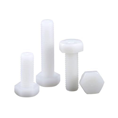 SHENGW(小さな店) ホワイトナイロン外六角頭ネジ M3 M4 M5M6M8M10M12 プラスチック六角ボルト 熱/電気絶縁用途 長さ3~200mm(120mm,M12-5pcs)