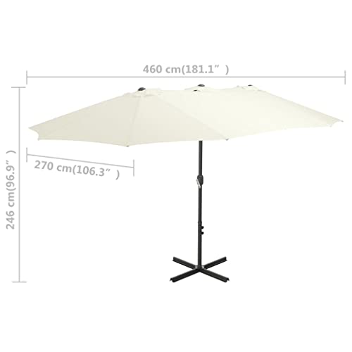 Parasol d'extérieur double sable 460x270 cm structure aluminium