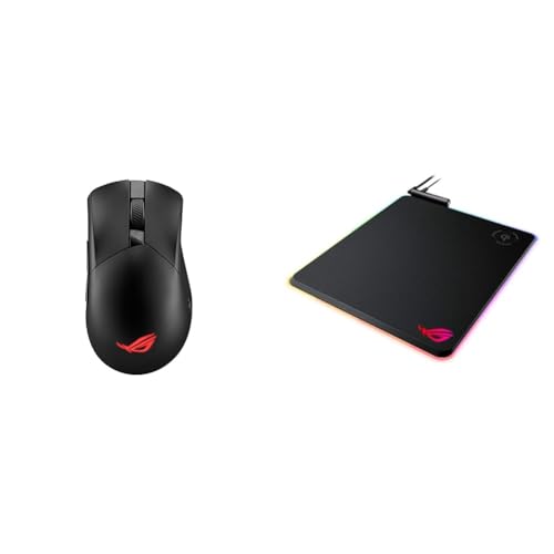 Image of ASUS ROG Gladius III Wireless AimPoint Gaming Mouse, Connectivity (2.4GHz RF & ROG Balteus Qi Vertical Gaming Mouse Pad with Wireless Qi Charging Zone, Hard Micro-Textured Gaming