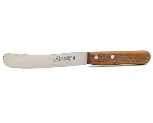 EL. Herder Solingen Buckelsmesser Frühstücksmesser Brötchenmesser Buttermesser 21,5cm Carbonstahl Gußstahl nicht rostfrei 1,5mm stark Buche echter...