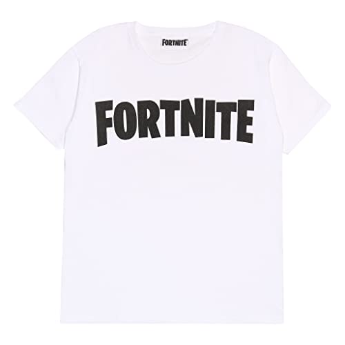 Fortnite Logotipo del Texto Camiseta de los Muchachos Blanco 140