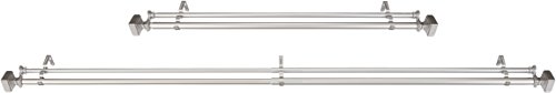 Image of AmazonBasics 1 inchW Double Extendable Tension Curtain Rods with Square Finials Set, 36 inch to 72 inch, Nickel & AmazonBasics Shower Adjustable -Length Curtain Tension Rod - 24-36 inch, Chrome