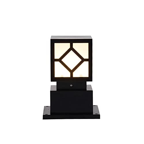 Luci a pilastro quadrate in ferro battuto nero, IP65 Lampada a colonna per esterni impermeabile e antiruggine, Lampada da palo moderna in stile minimalista Decorazione da giardino per patio Apparecchi