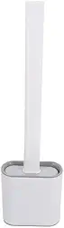 Escova Sanitária de Silicone com Suporte, Design Moderno, Cerdas Flexíveis, Base Autoportante, Branco, 38cm